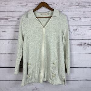 Soft Surroundings Sweatshirt Women XL‎ Gray Zip Casual Minimalist Cozy
